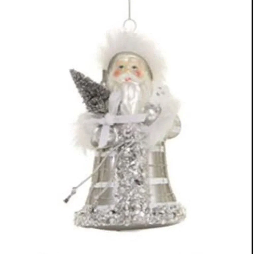 Bloomingdale's Silver Embellished Santa Glass Christmas Ornament